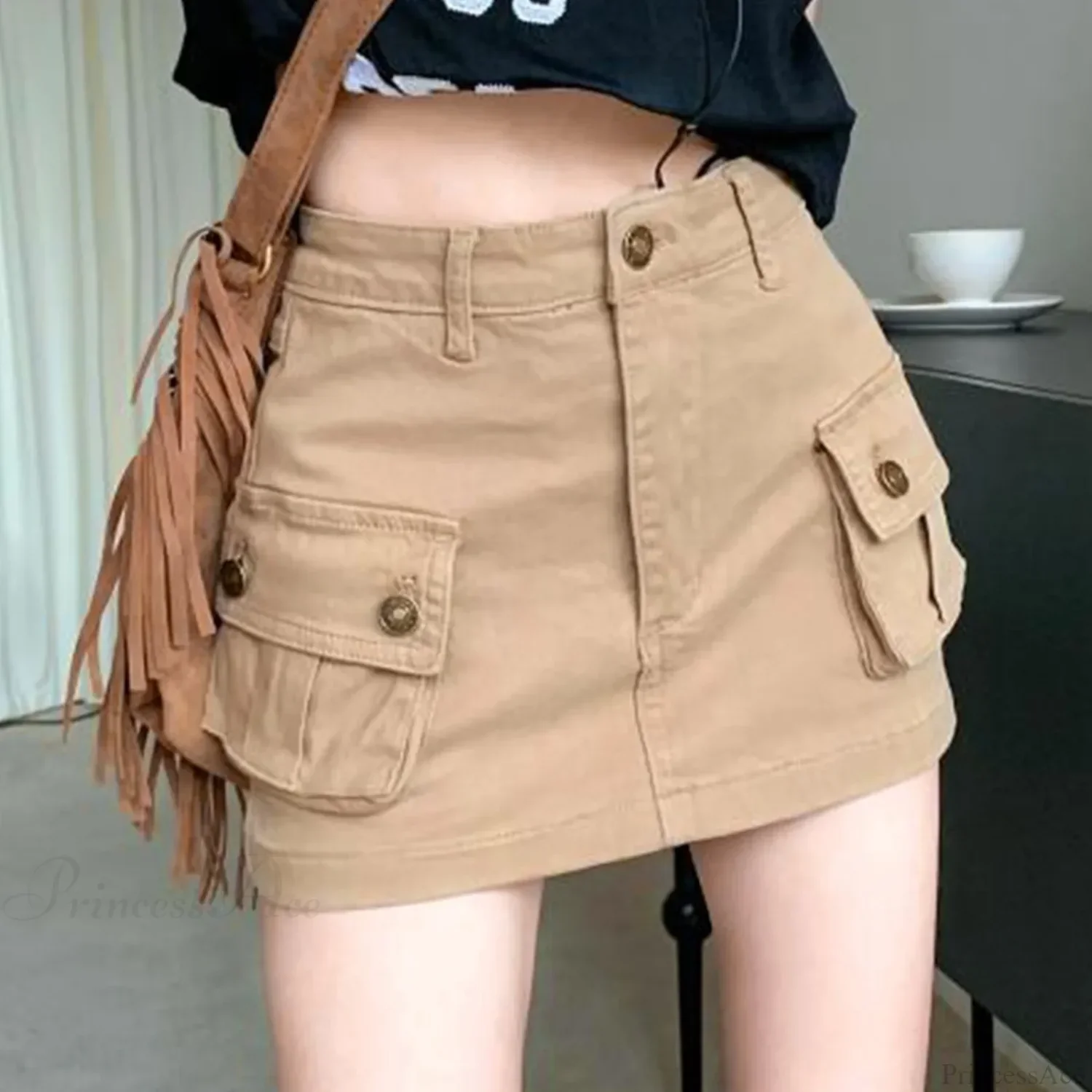 Slip Denim High Waist Skirt - Image 5