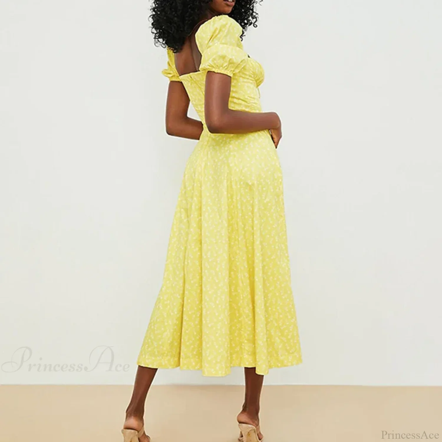 Small Fresh Floral Slim Fit Slit Camisole Floral Dress - Image 3