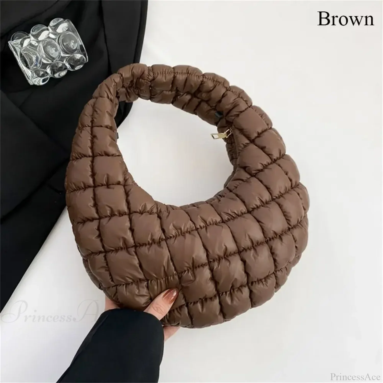 Small Quilted Tote Cotton Padded Shoulder Handbag - Image 10