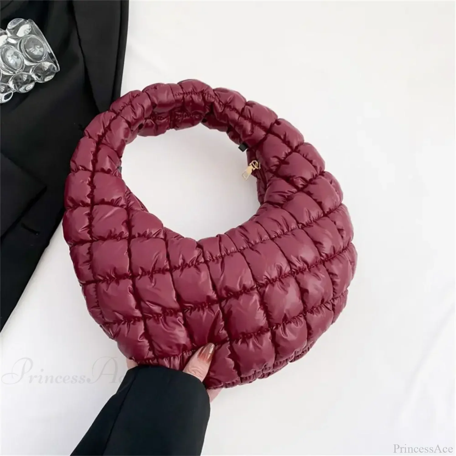 Small Quilted Tote Cotton Padded Shoulder Handbag - Image 2