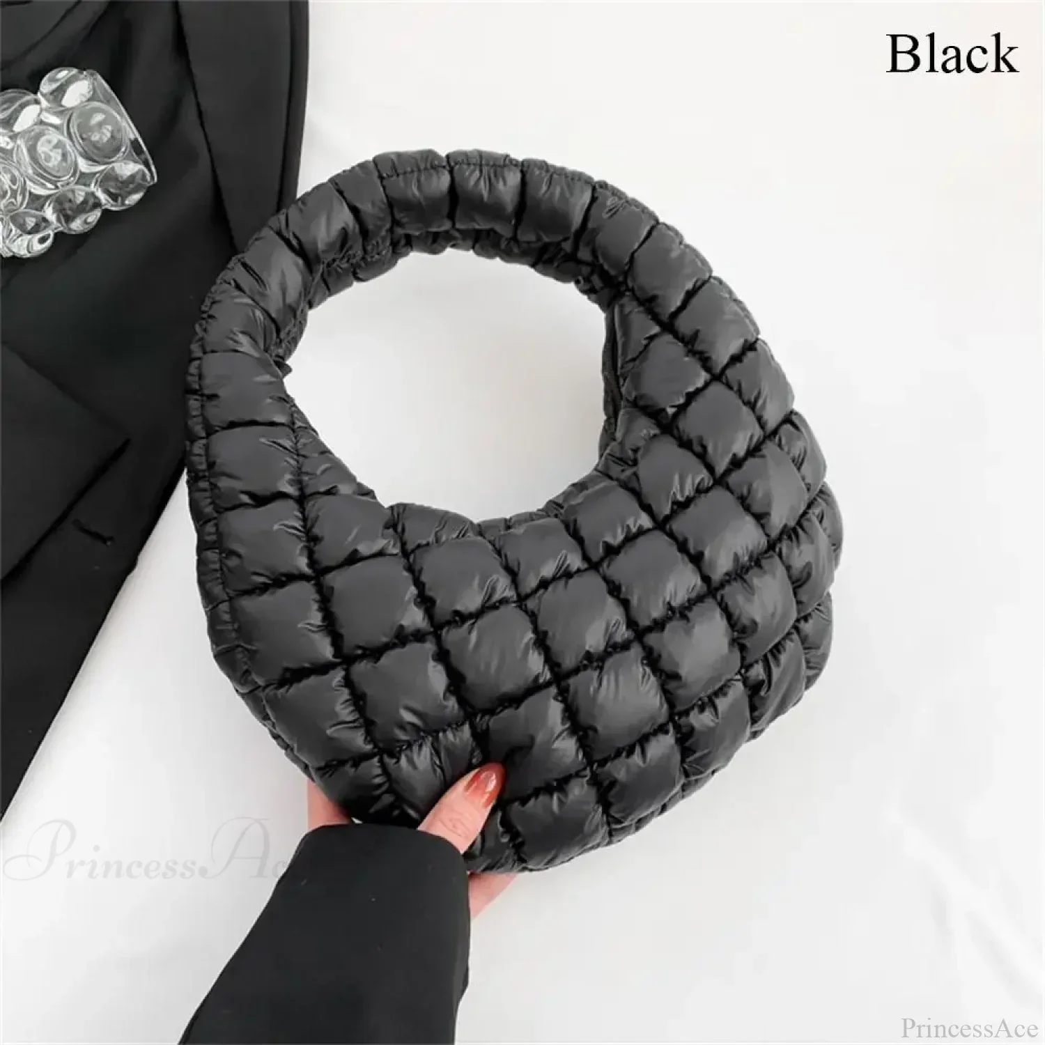 Small Quilted Tote Cotton Padded Shoulder Handbag - Image 5