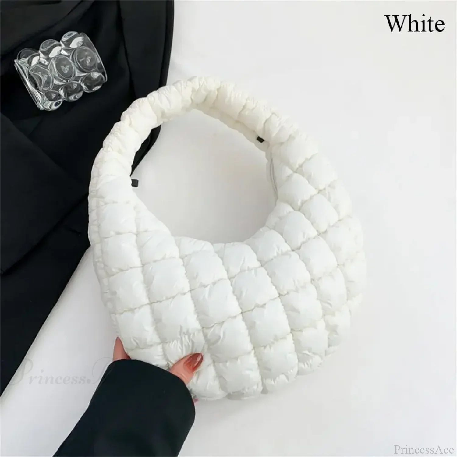 Small Quilted Tote Cotton Padded Shoulder Handbag - Image 6