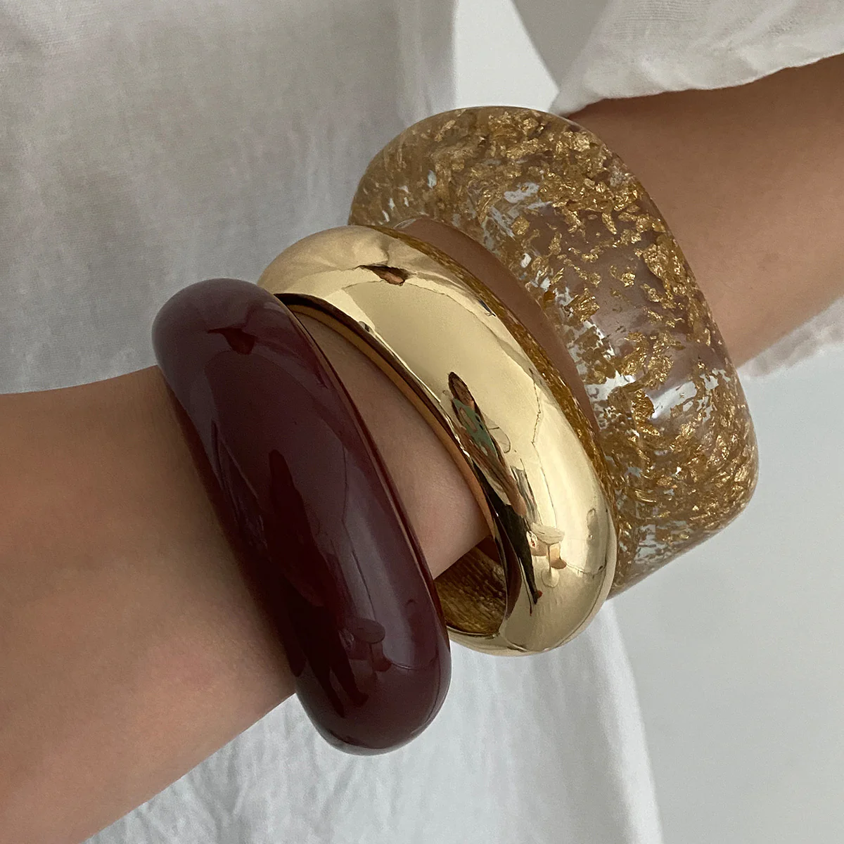 Smooth Wide Gold Foil Tie Dye Bracelet