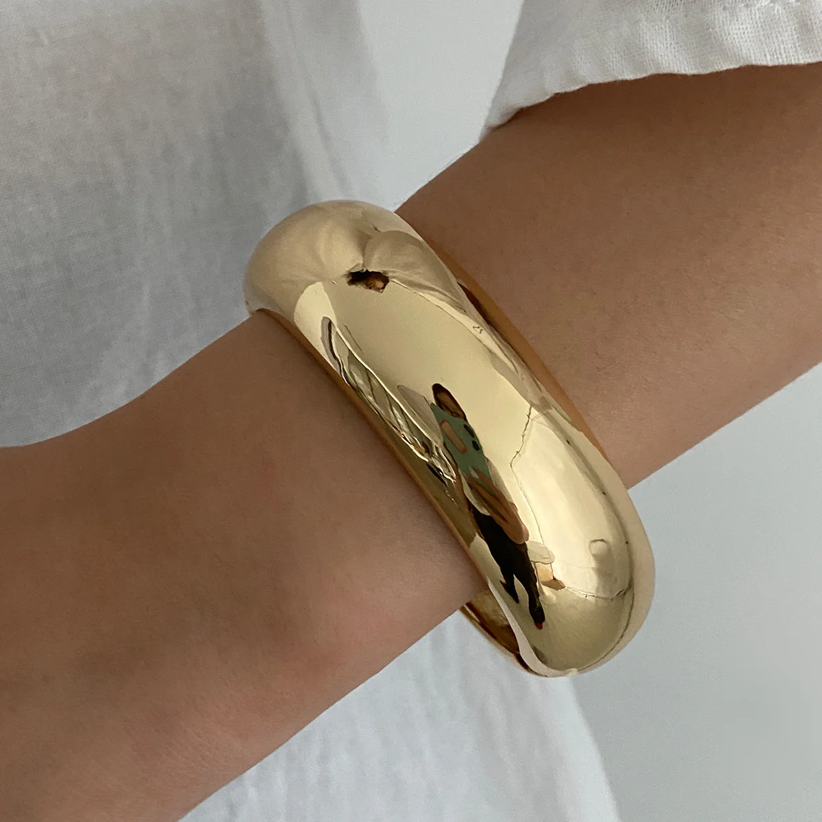 Smooth Wide Gold Foil Tie Dye Bracelet - Image 6