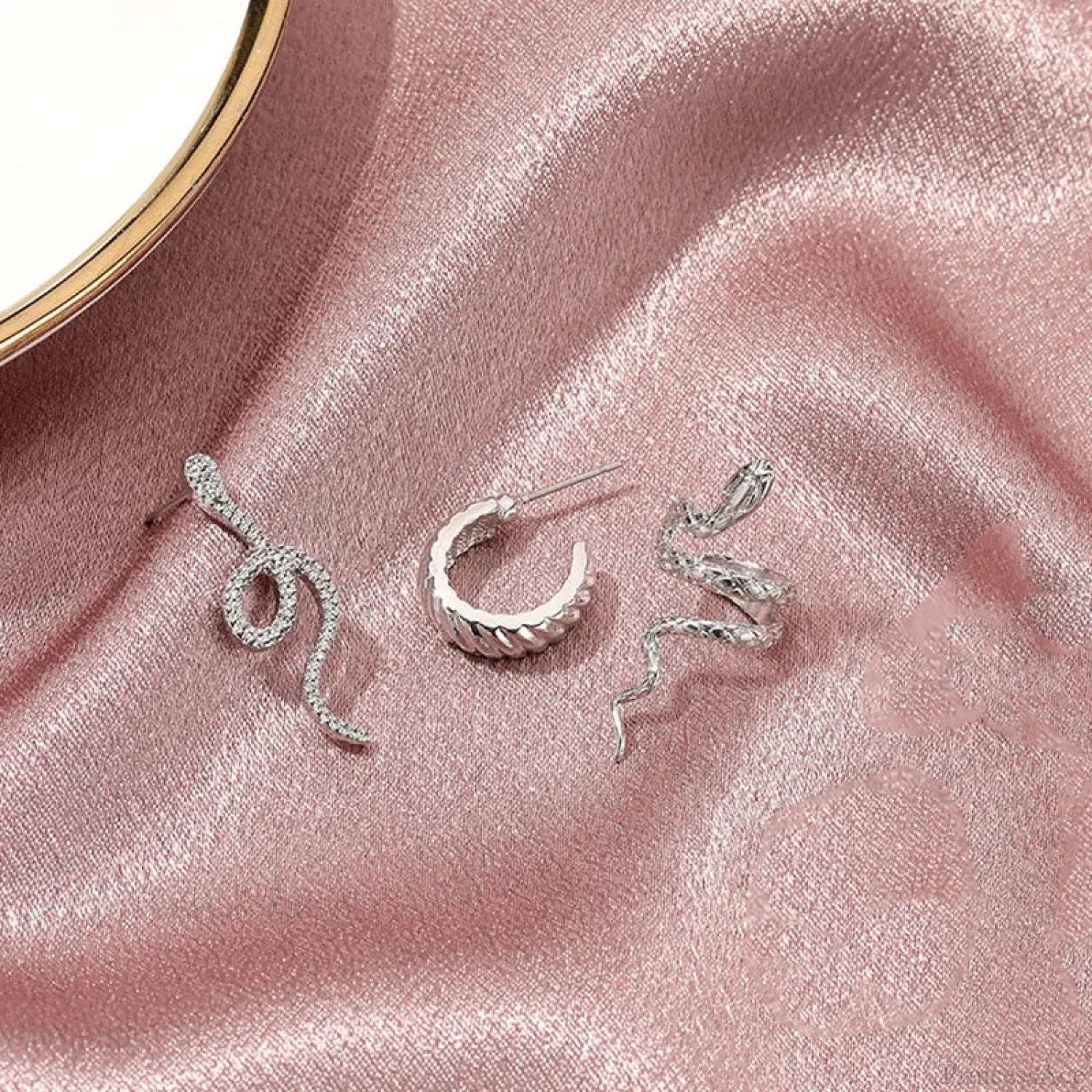 Snake Form Silver Hip Hop Stud Earring - Image 5
