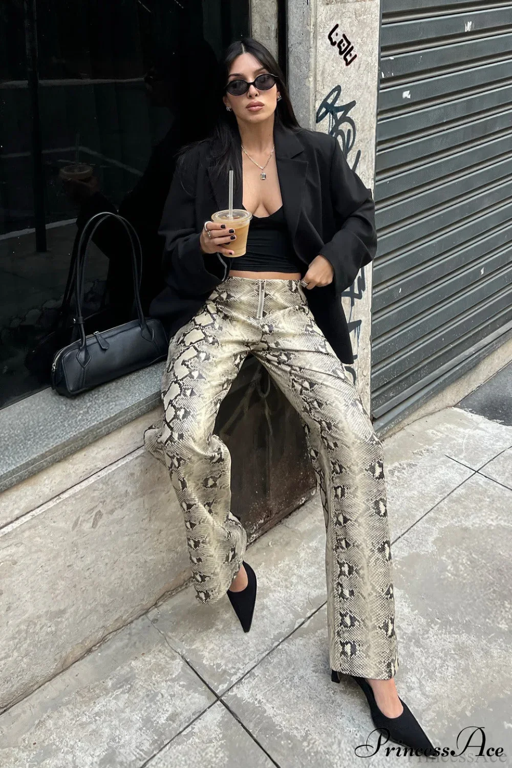 Snake Print Straight Stylish Versatile Jeans - Image 3
