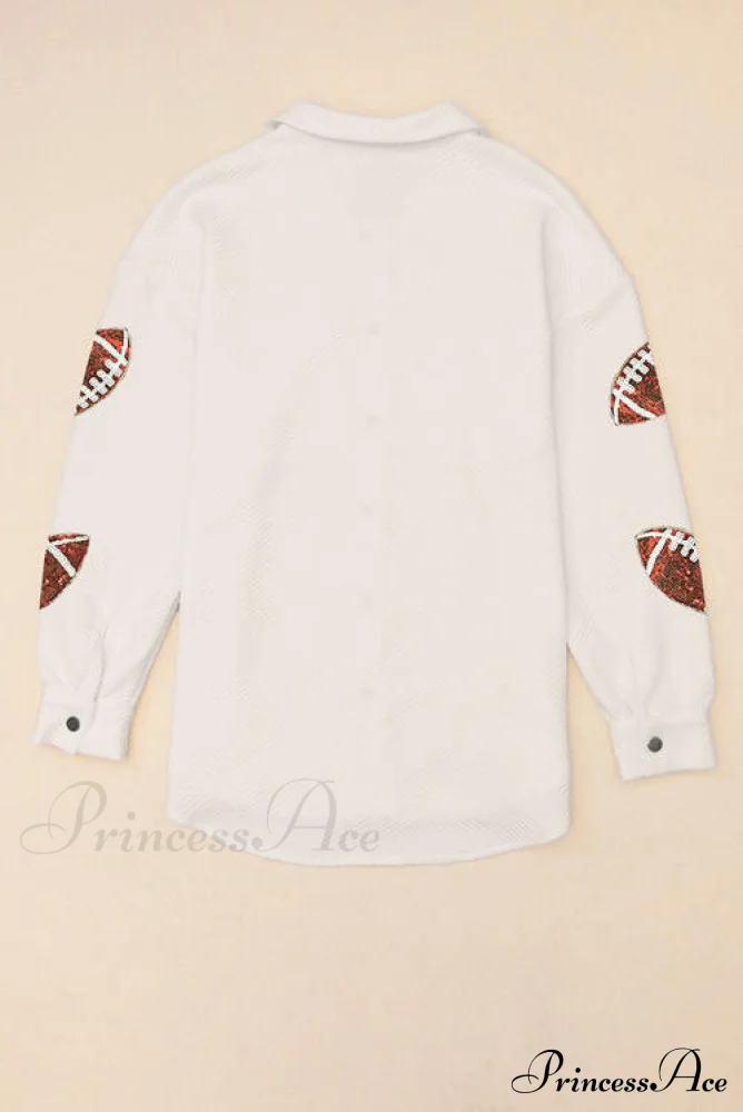 Snap and Patch Button Collared with Jacket Neck Football Sequin Closure - Image 4