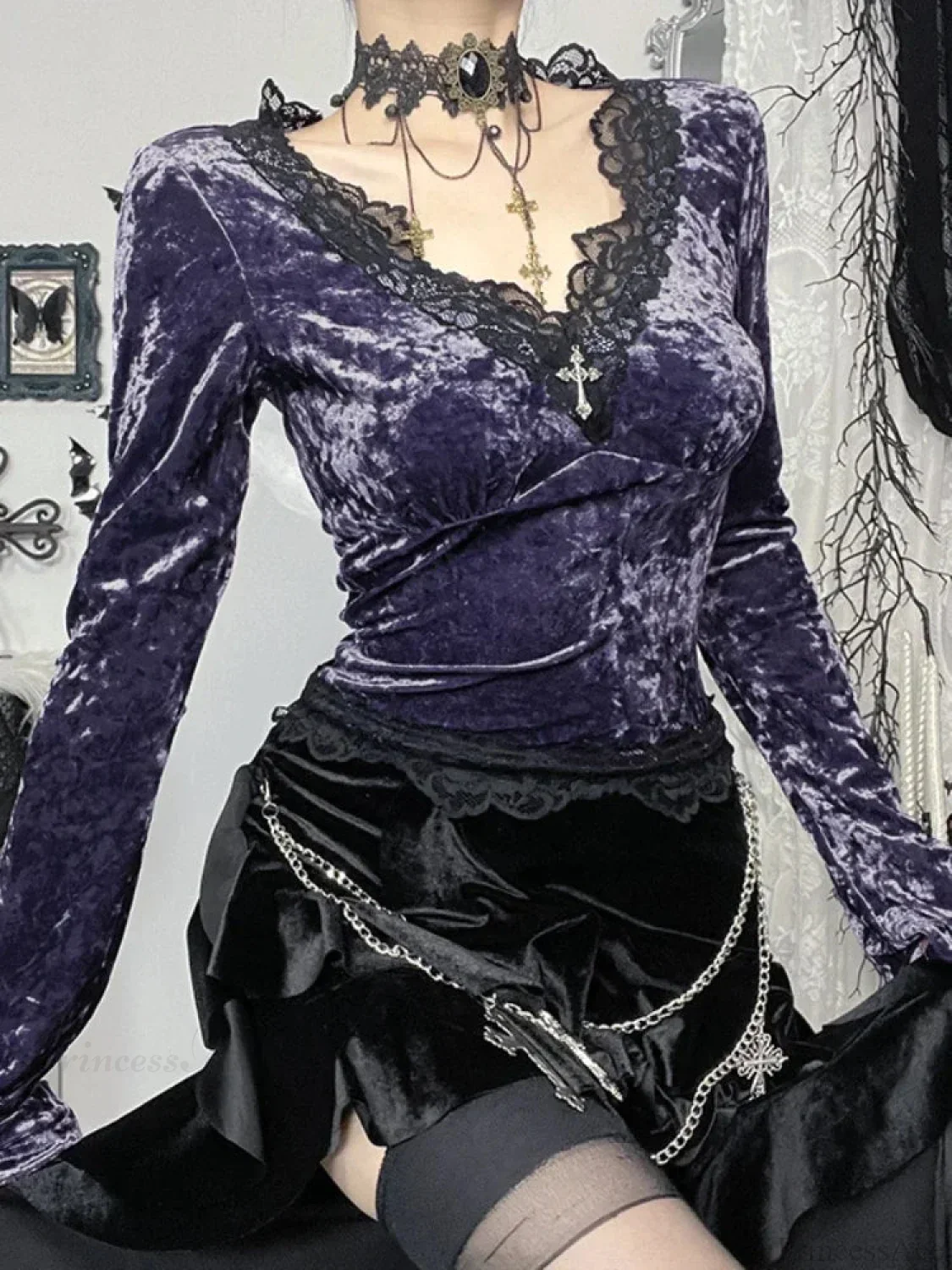 Soft Lace Patchwork Knit Top - Image 4