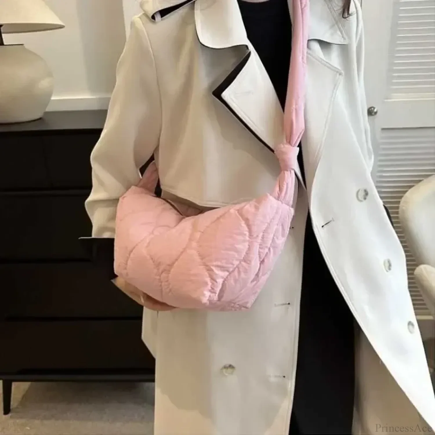 Soft Puffer Cotton Quilted Crossbody Bag - Image 4