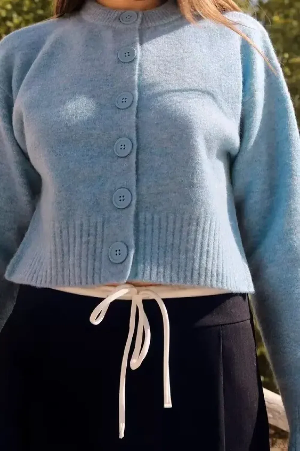 Soft Simple Round Neck Long Sleeve Cardigan - Image 2