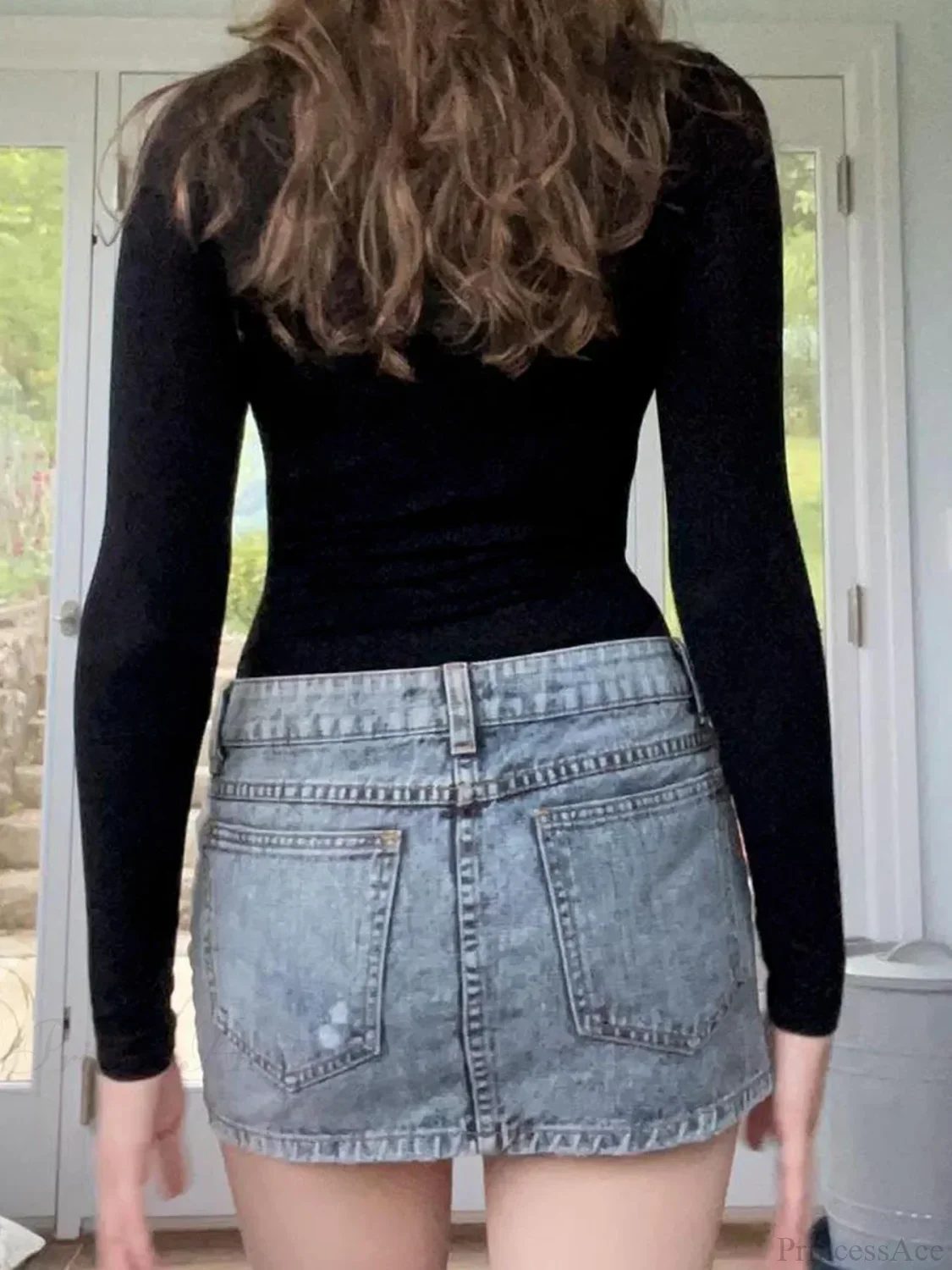 Solid Bandage Patchwork Lace Slim V-Neck Long Sleeve Knit Top