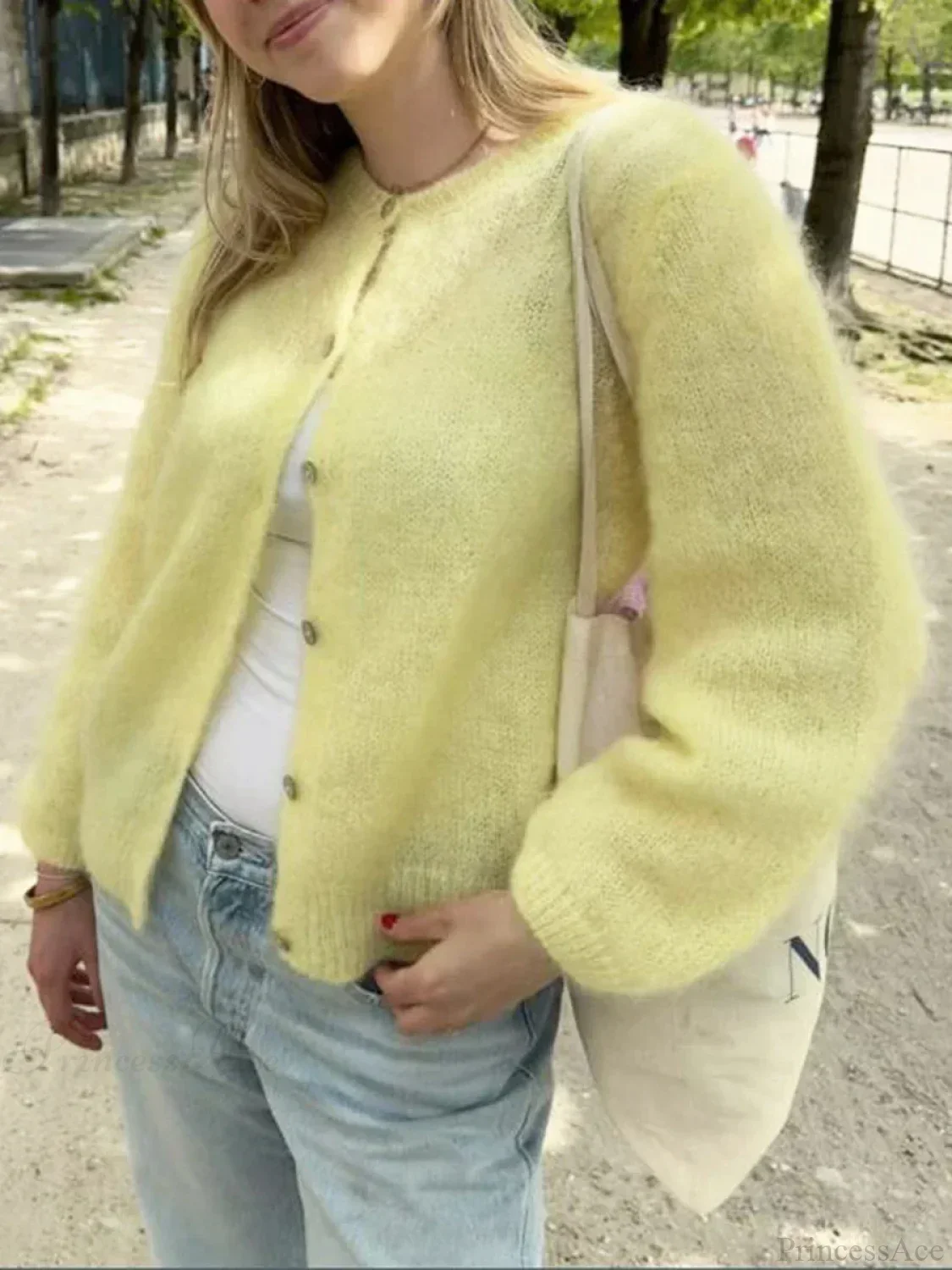 Solid Color Button-Down Long Sleeve Cardigan - Image 8