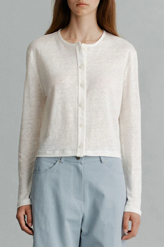Solid Color Buttoned Knit Cardigan - Image 2