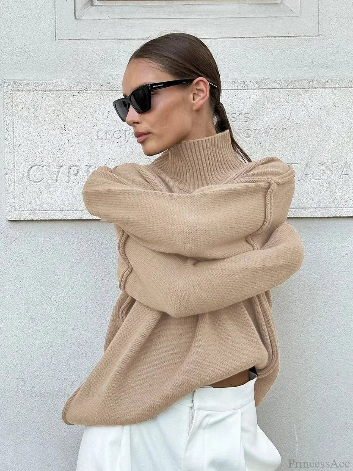 Solid Color Fashion Turtleneck Sweater - Image 4