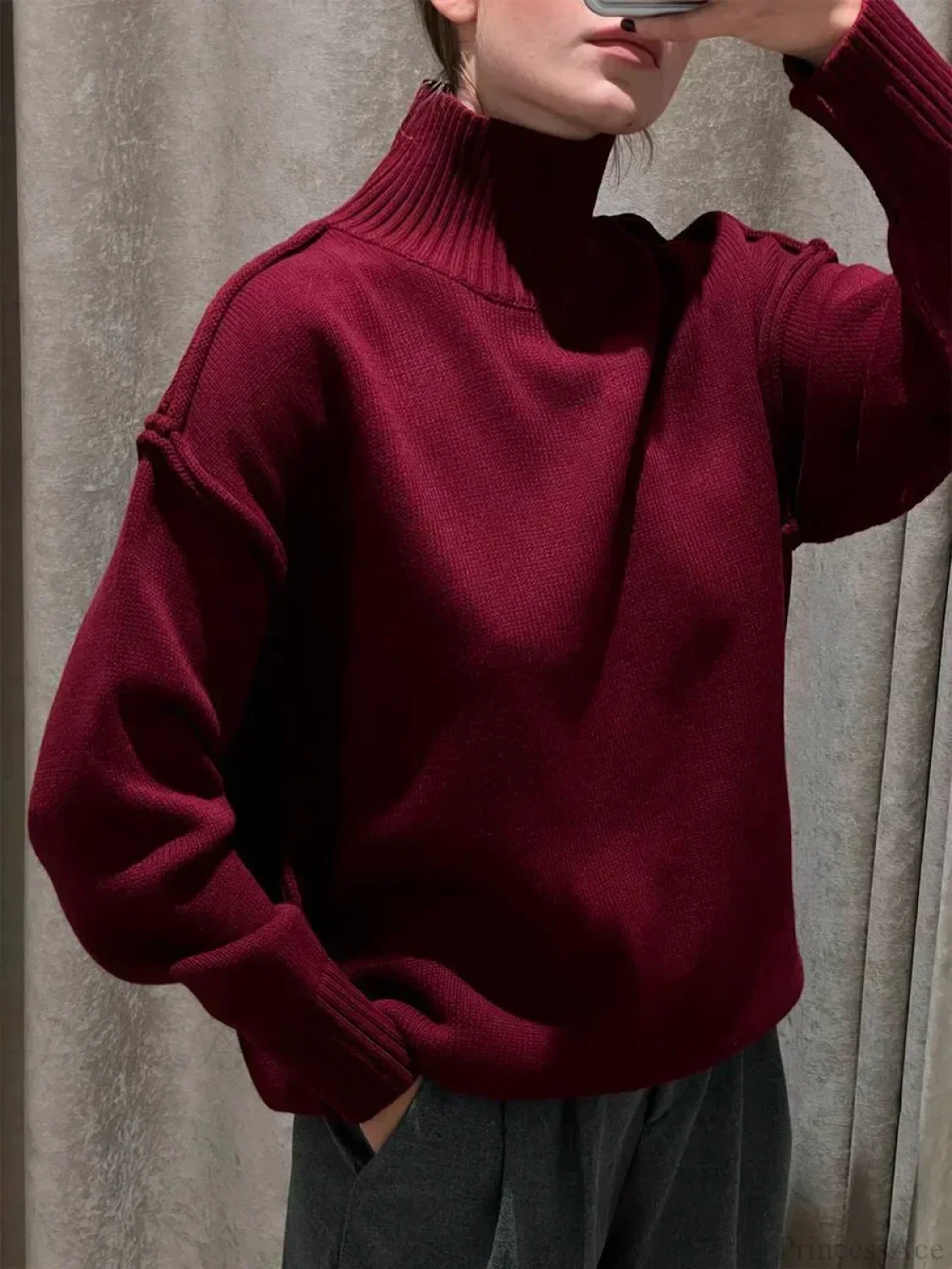 Solid Color Fashion Turtleneck Sweater - Image 6