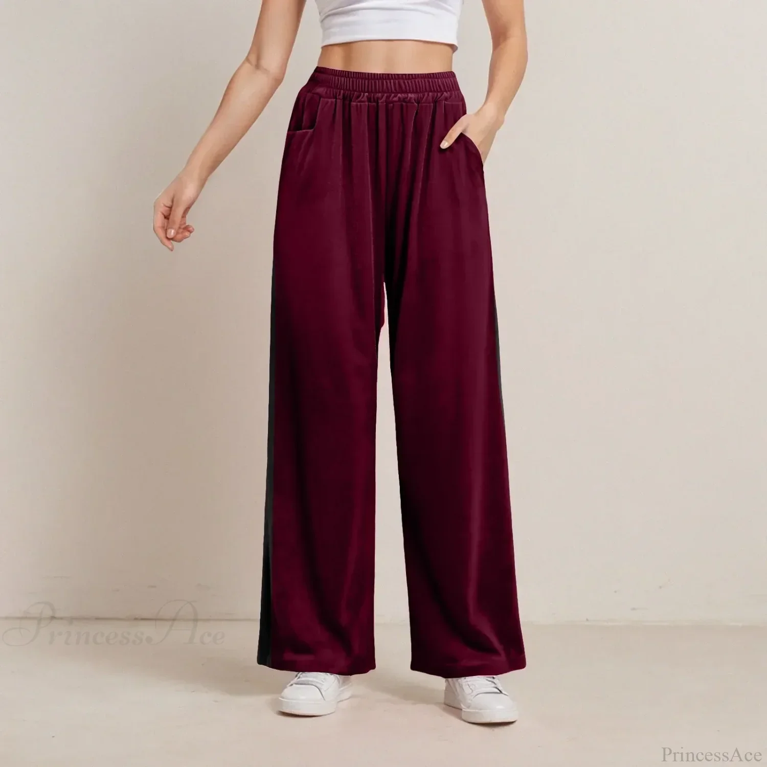 Solid Color Pocket Stretch Casual Pants - Image 2