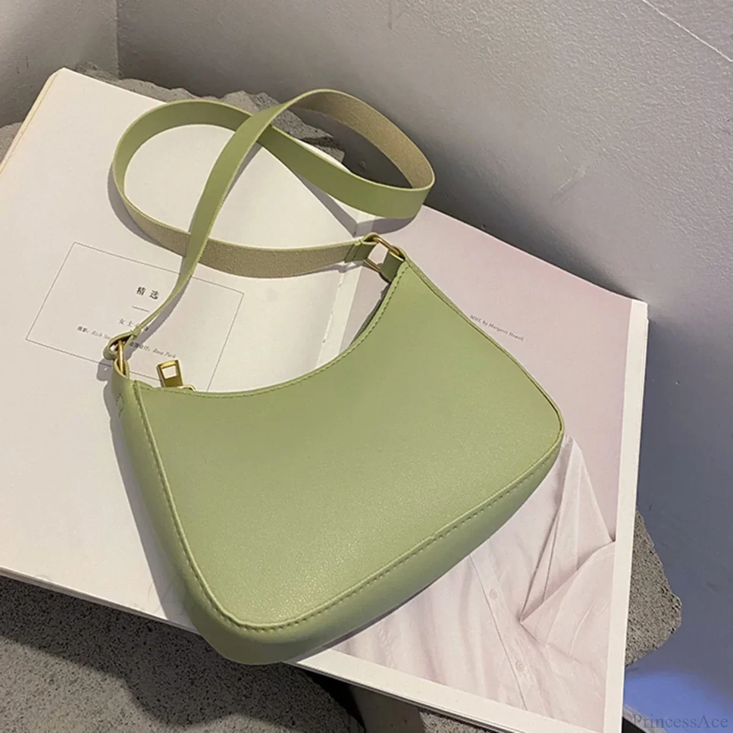 Solid Color PU Leather Casual Shoulder Bag - Image 8