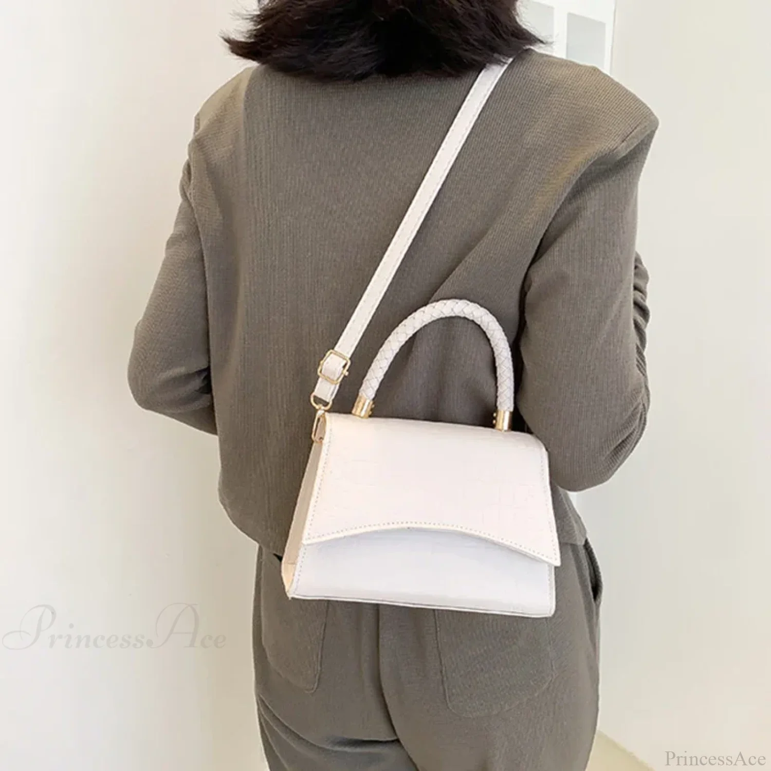 Solid Color PU Leather Designer Crossbody Handbag - Image 4