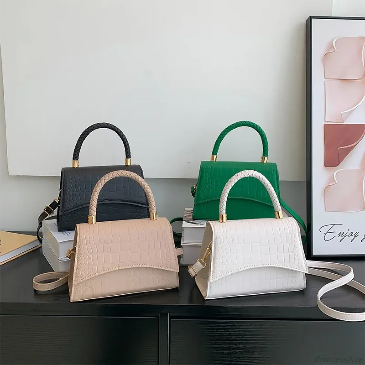 Solid Color PU Leather Designer Crossbody Handbag - Image 5