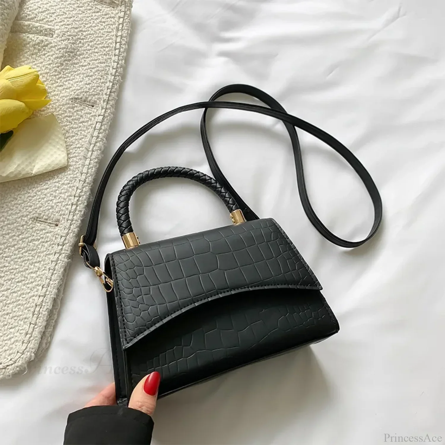 Solid Color PU Leather Designer Crossbody Handbag - Image 9