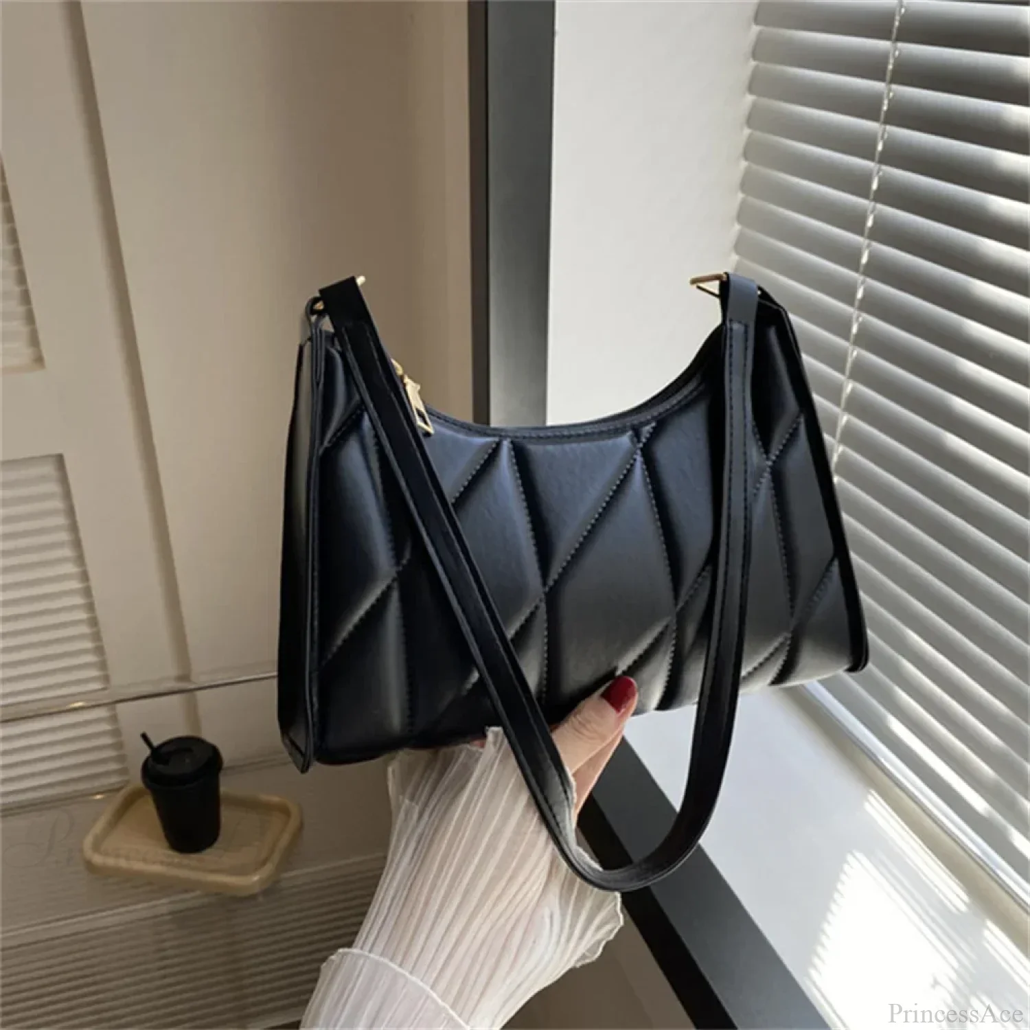 Solid Color PU Leather Underarm Crossbody - Image 7