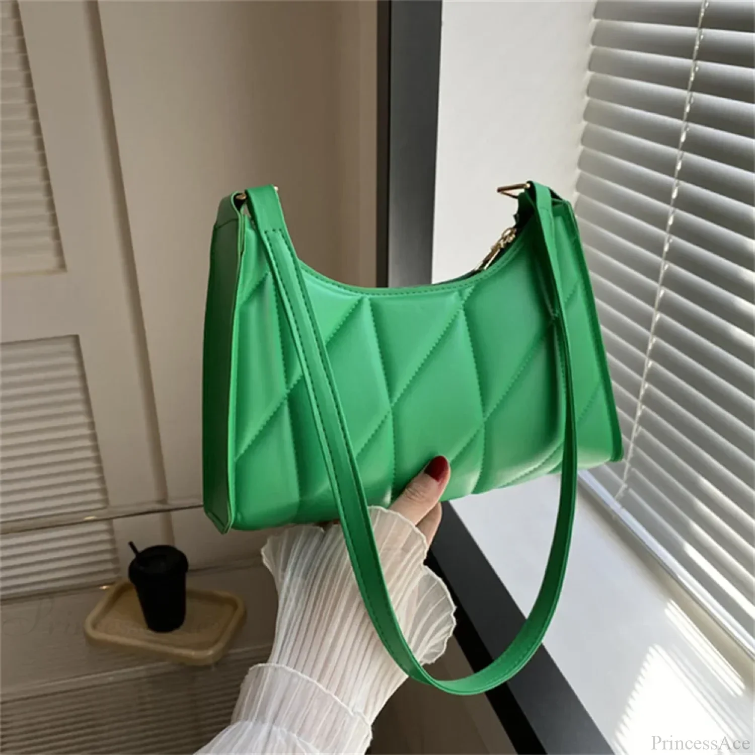 Solid Color PU Leather Underarm Crossbody - Image 9