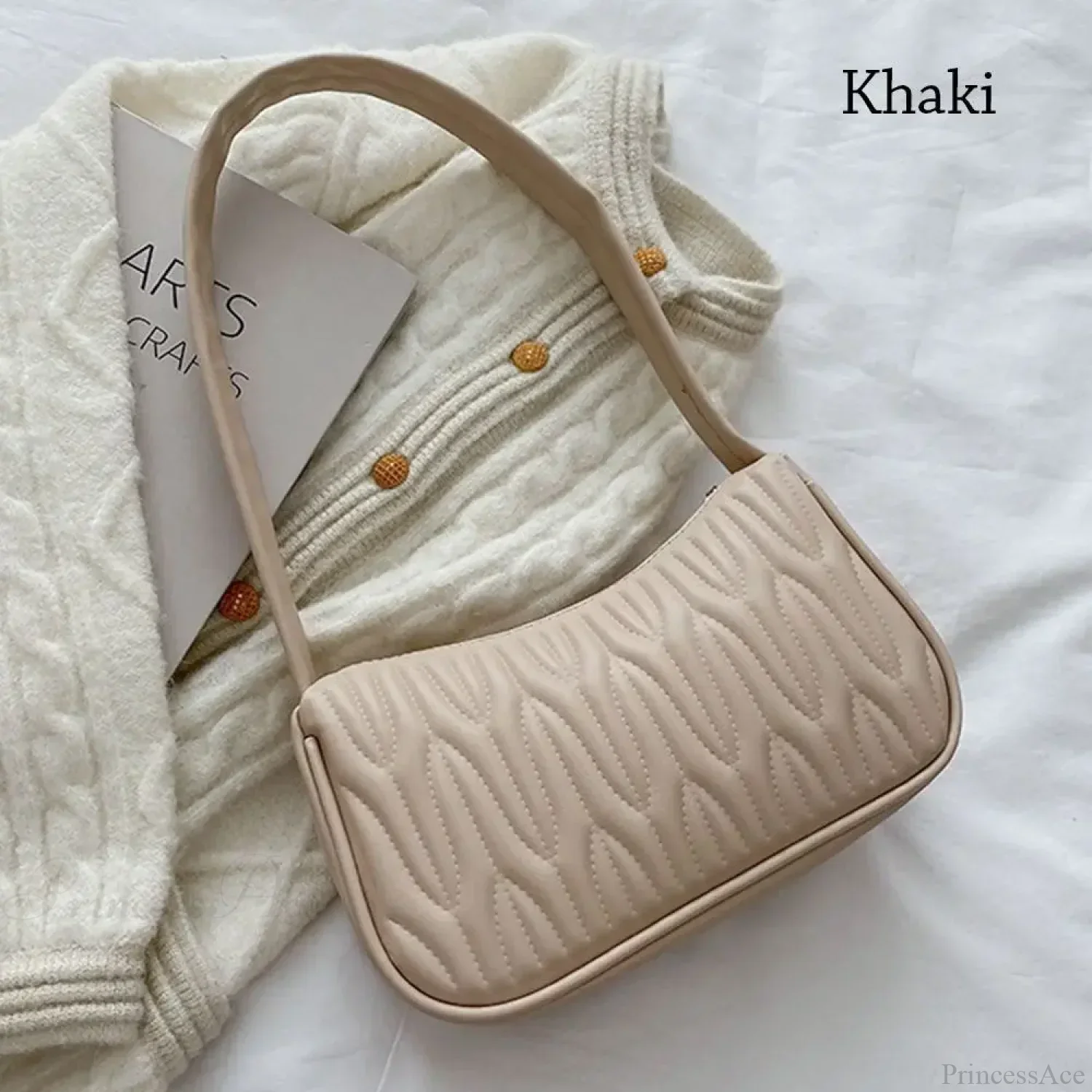 Solid Color PU Leather Women Shoulder Bag - Image 8