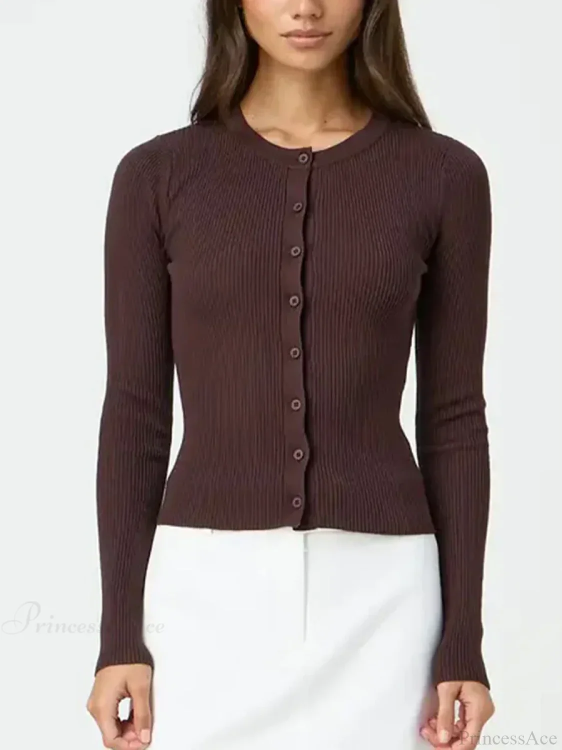 Solid Color Ribbed Long Sleeve Knit Cardigan - Image 5