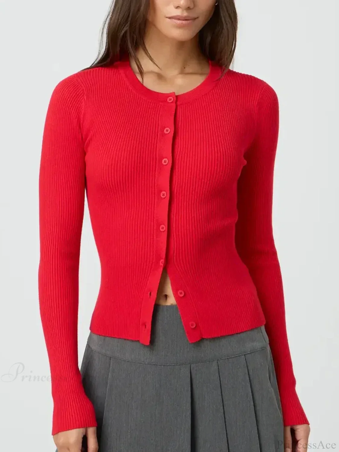 Solid Color Ribbed Long Sleeve Knit Cardigan - Image 6
