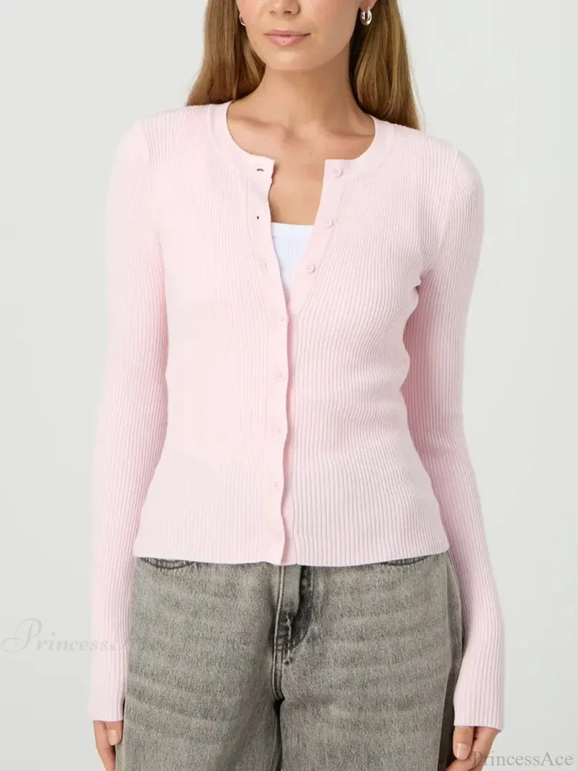 Solid Color Ribbed Long Sleeve Knit Cardigan - Image 7