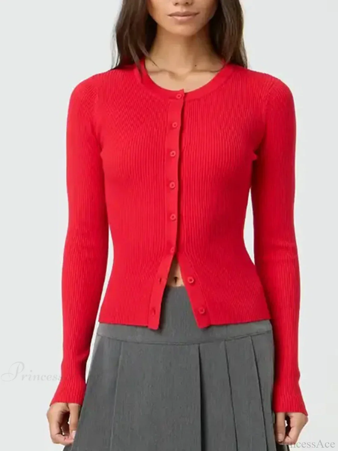 Solid Color Ribbed Long Sleeve Knit Cardigan - Image 9
