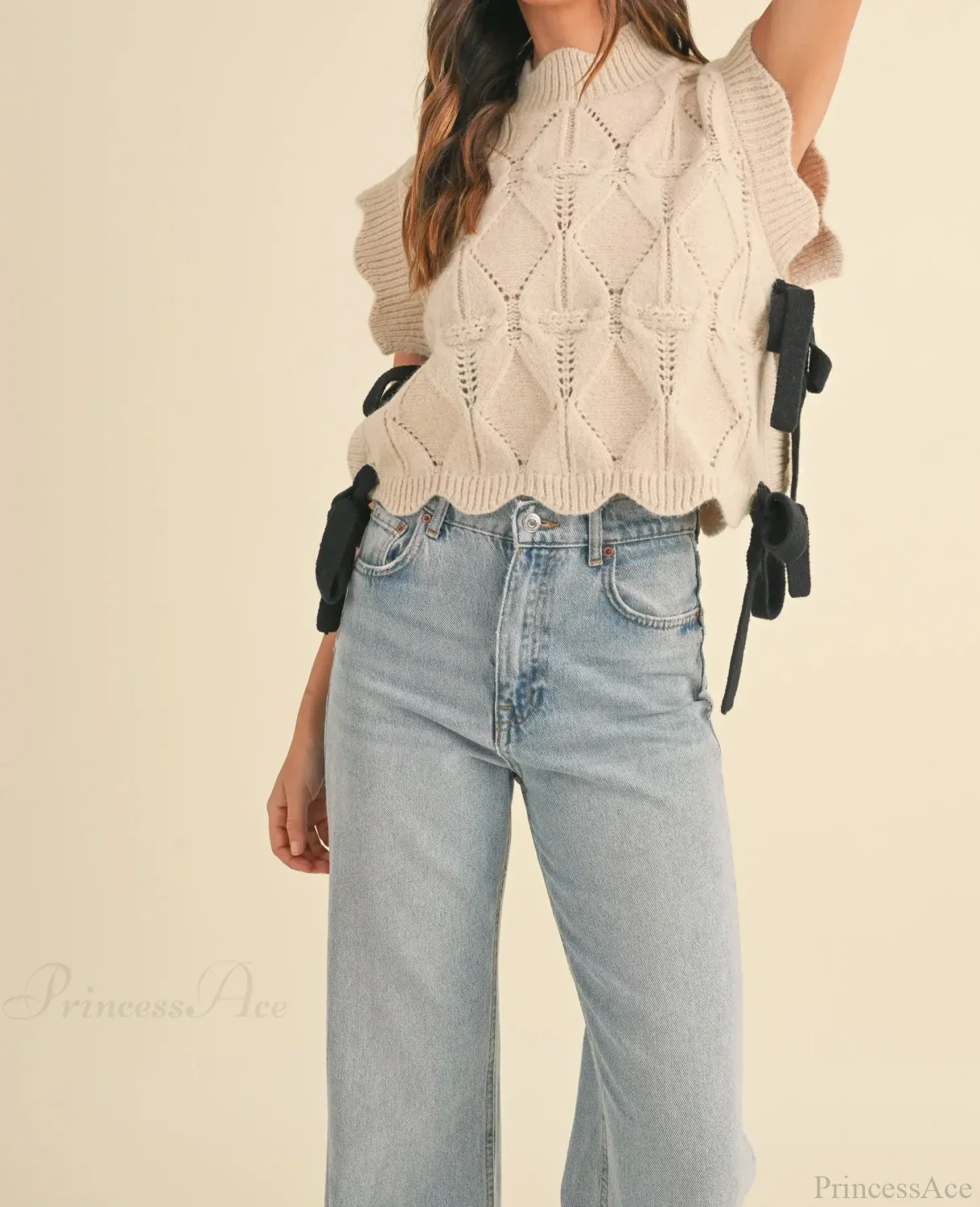 Solid Color Scalloped Trim Warm Sweater - Image 3