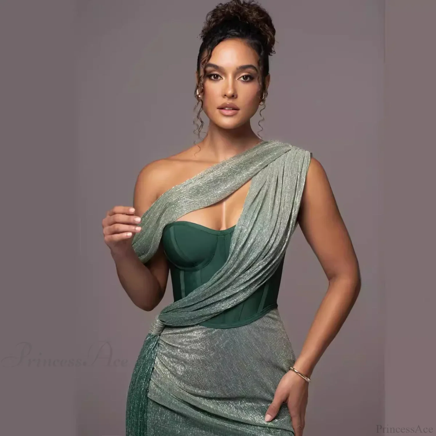 Solid Color Sleeveless Strapless Slit Prom Dress - Image 5