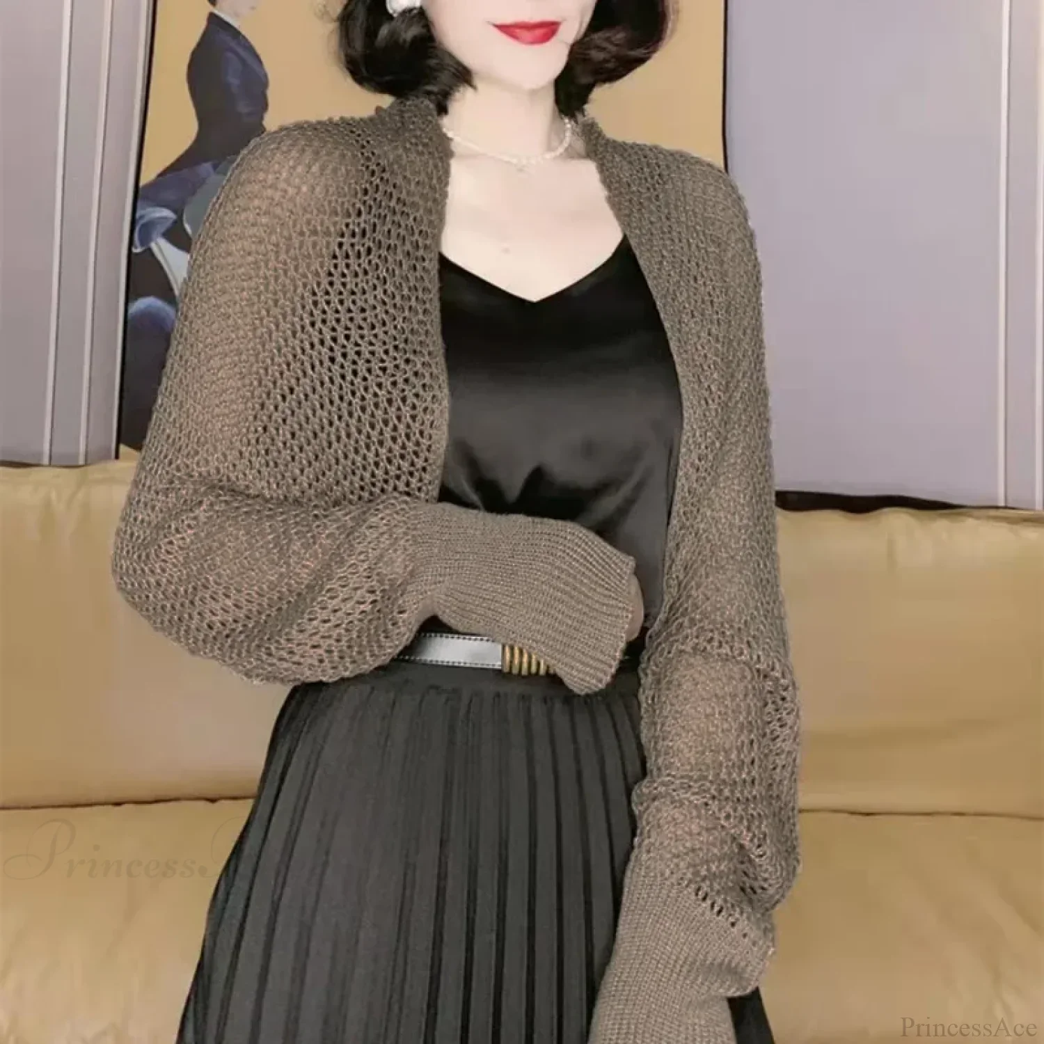 Solid Color Thin Sunscreen Korean Style Long Knit Cardigan - Image 7