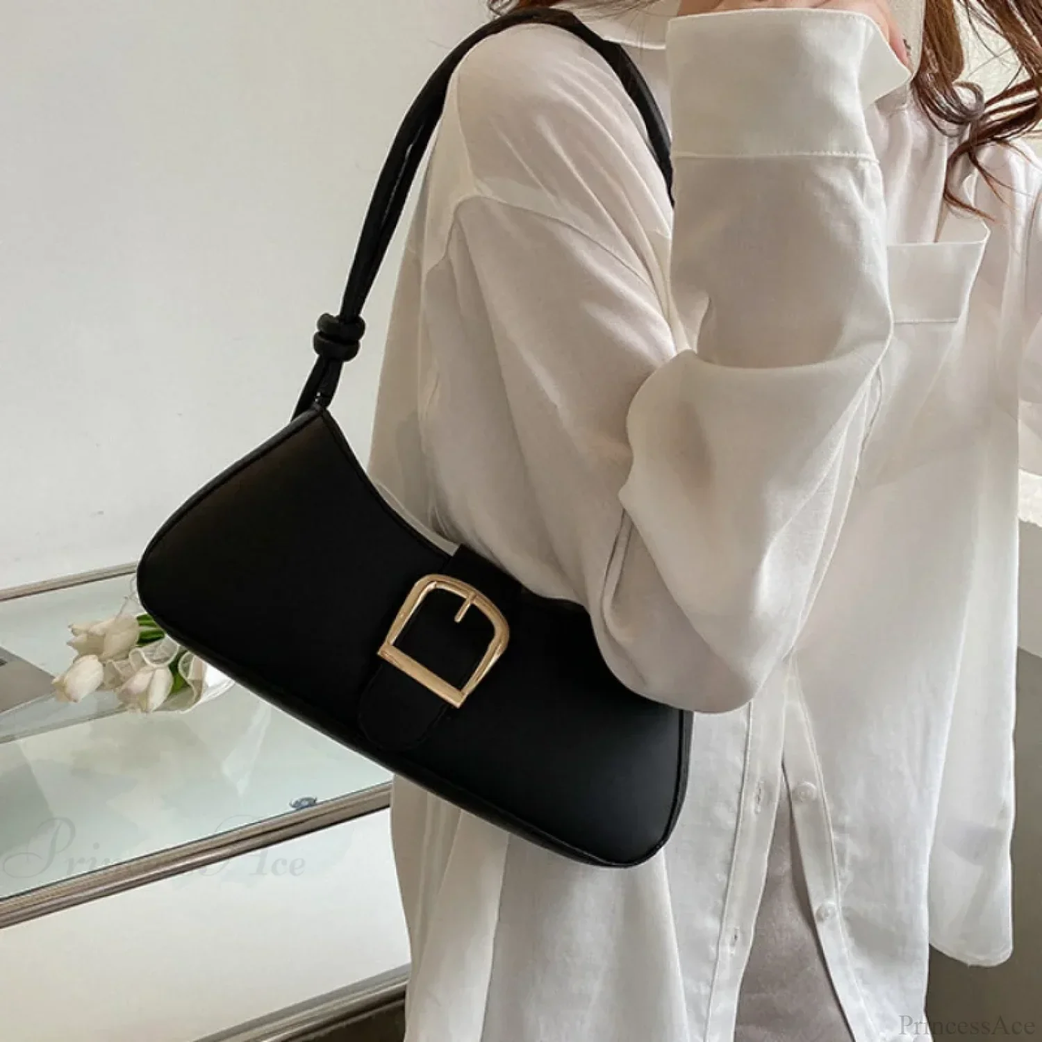 Solid Color Trendy Small Shoulder Bag - Image 4