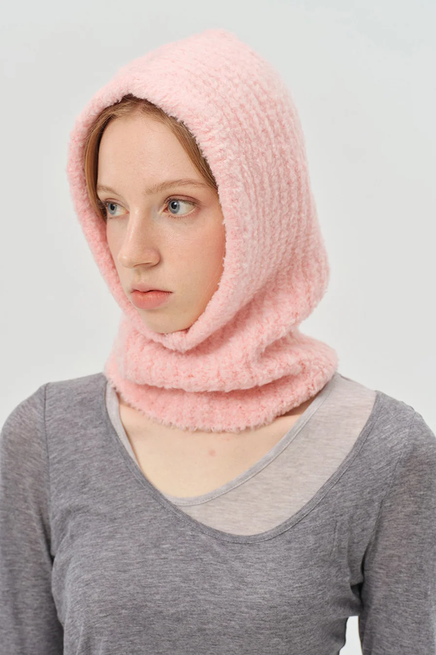 Solid Color Wool Blend Balaclava One-Piece Warm Knitted Hat - Image 5