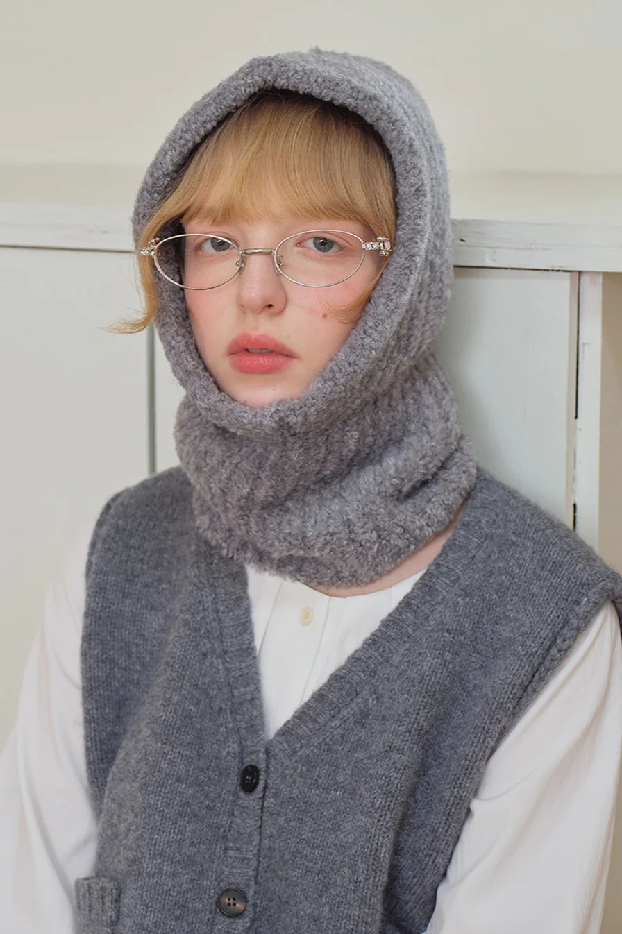 Solid Color Wool Blend Balaclava One-Piece Warm Knitted Hat - Image 9