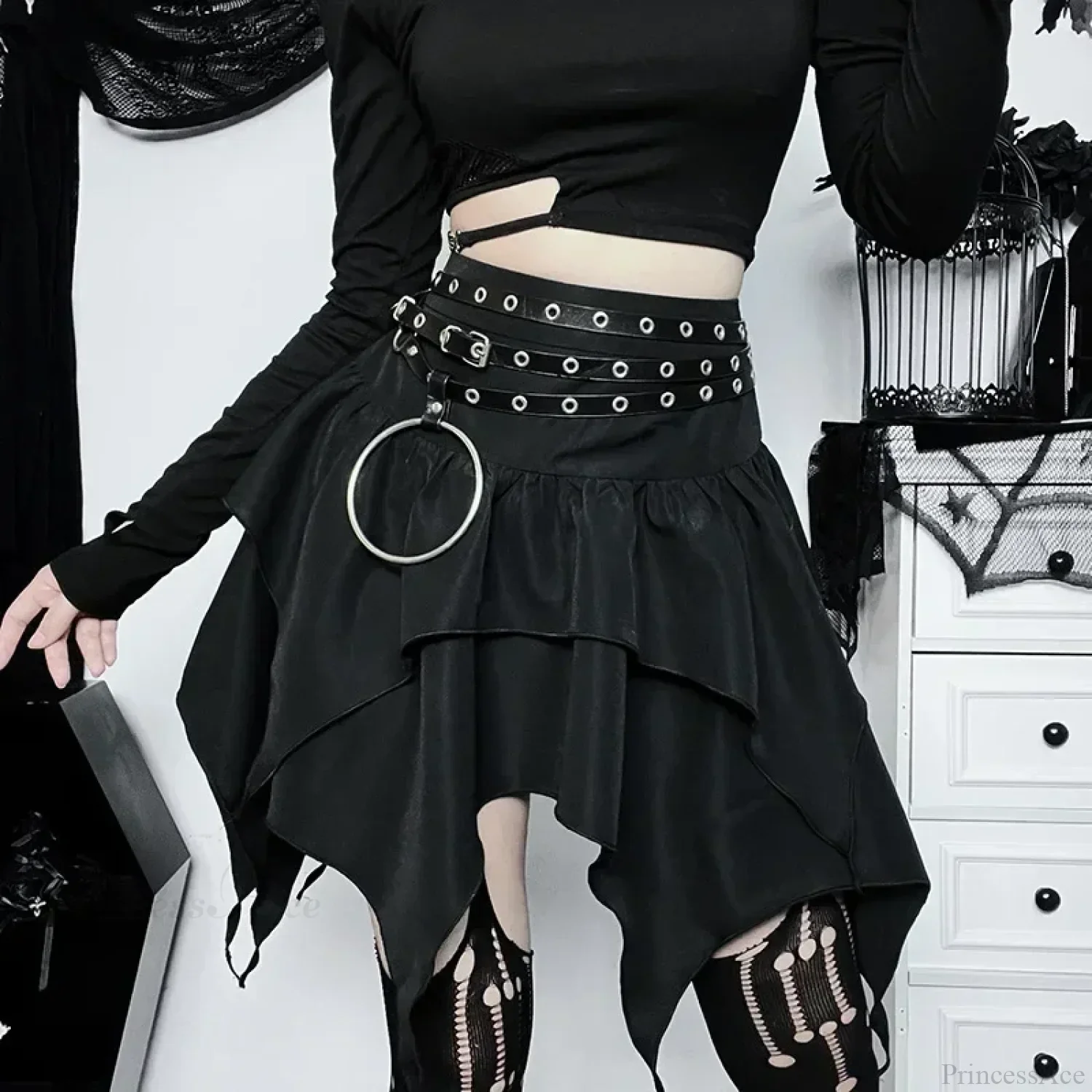 Solid Drawstring Ruched Mini Skirt - Image 5