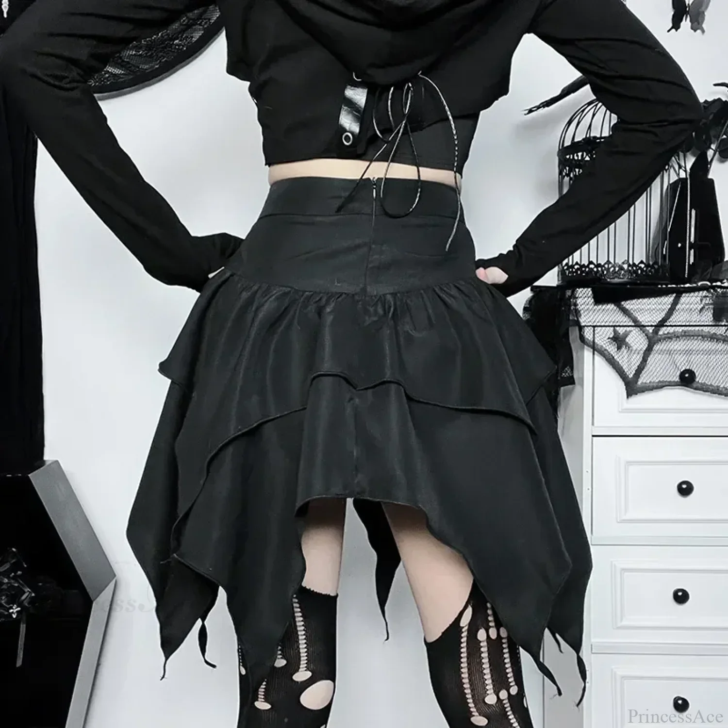 Solid Drawstring Ruched Mini Skirt - Image 6