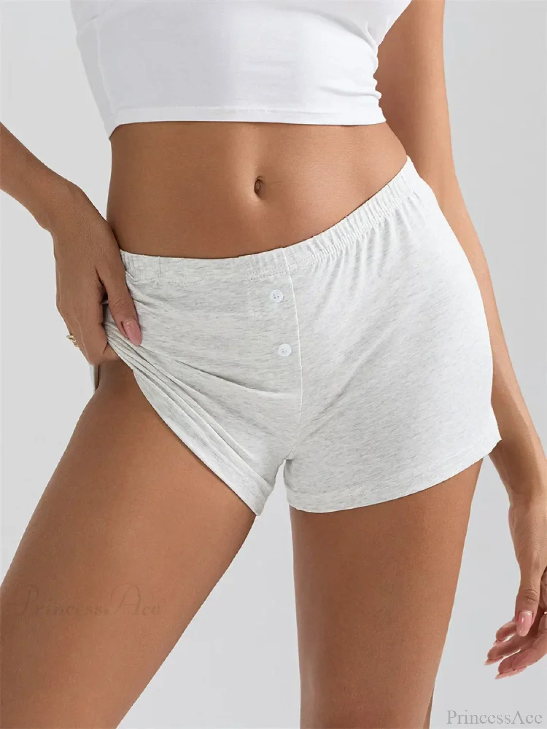 Solid Elastic Waist Sleep Short - Image 2
