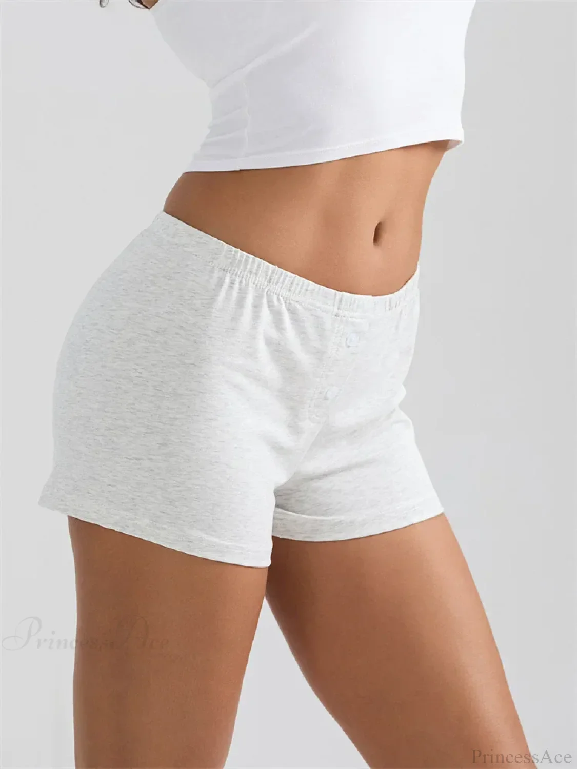 Solid Elastic Waist Sleep Short - Image 3