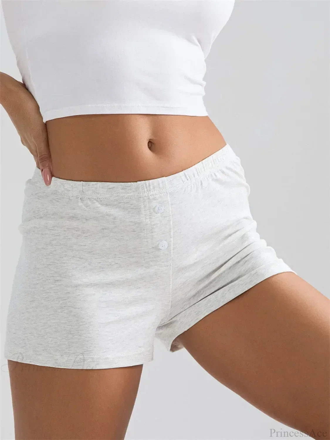 Solid Elastic Waist Sleep Short - Image 4