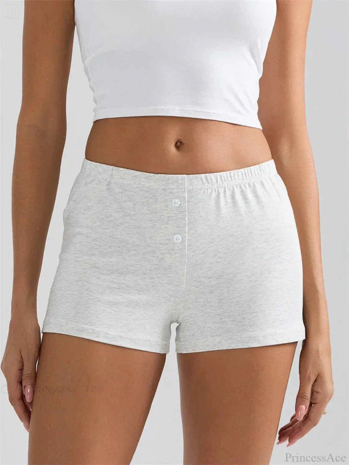 Solid Elastic Waist Sleep Short - Image 6