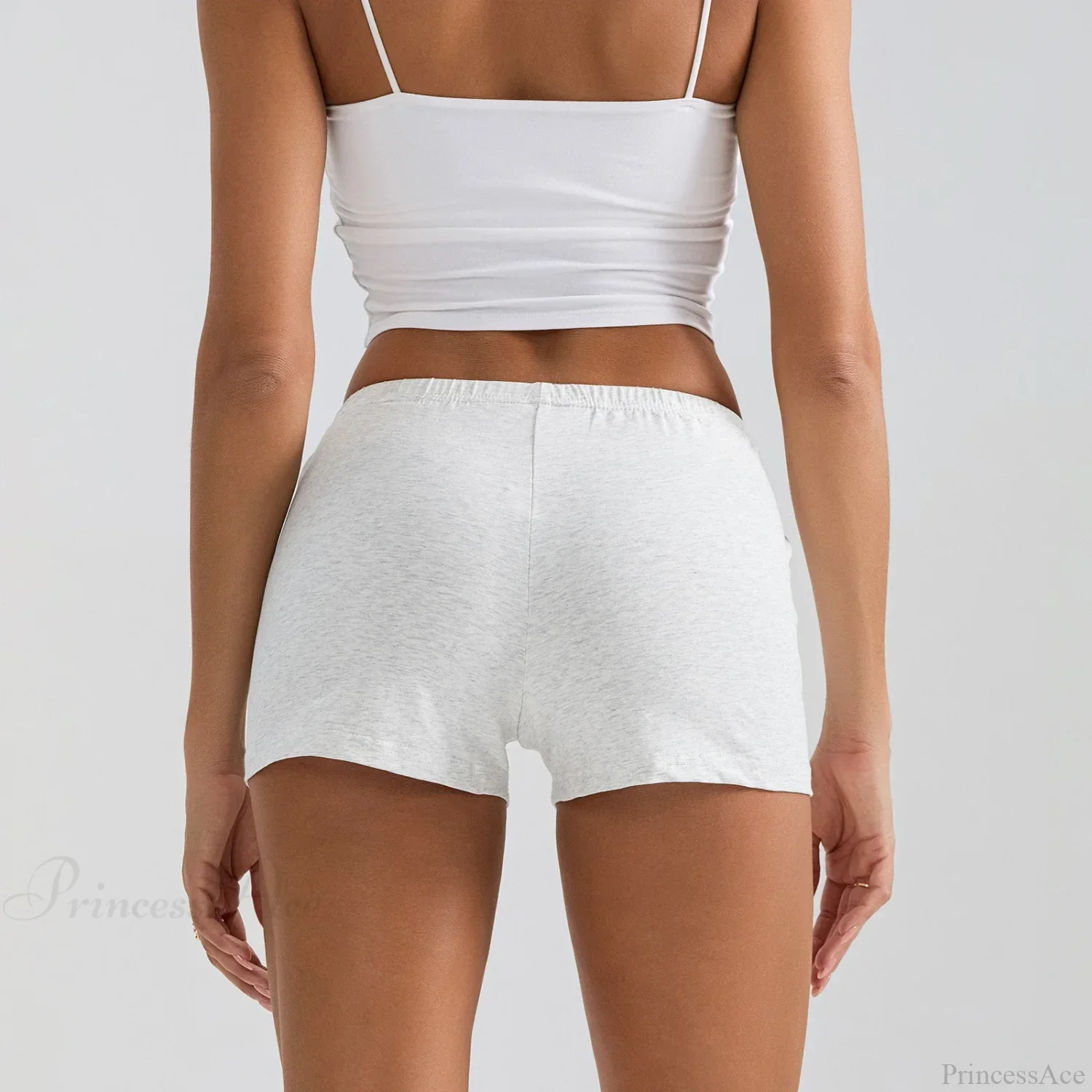 Solid Elastic Waist Slim Short - Image 4
