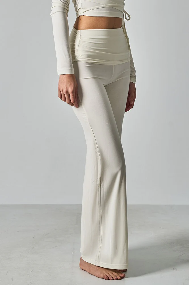 Solid Fitted Foldover Soft Pants - Image 5