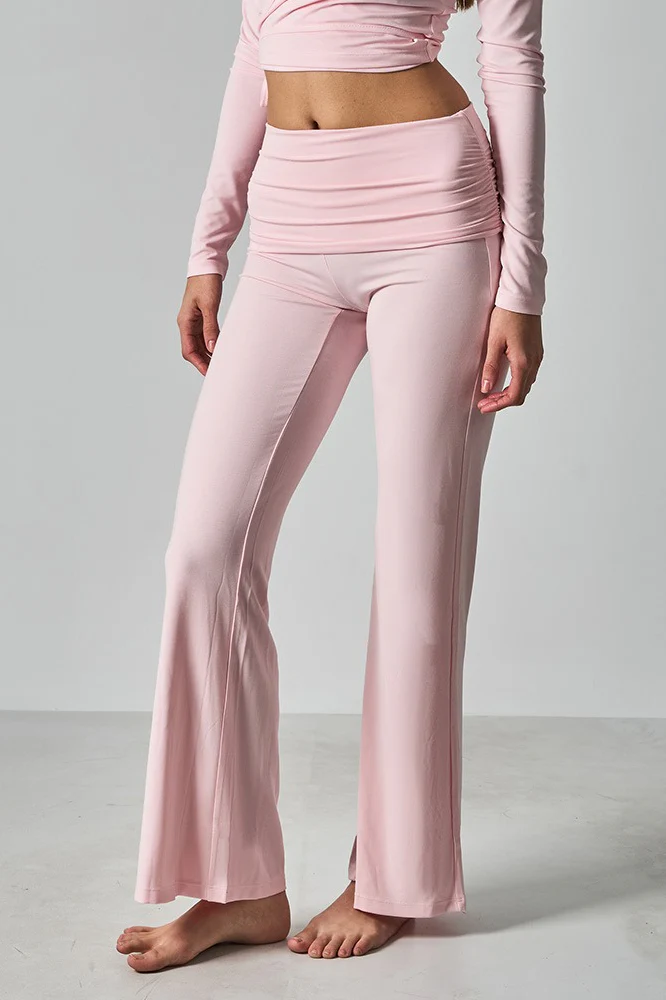 Solid Fitted Foldover Soft Pants - Image 6