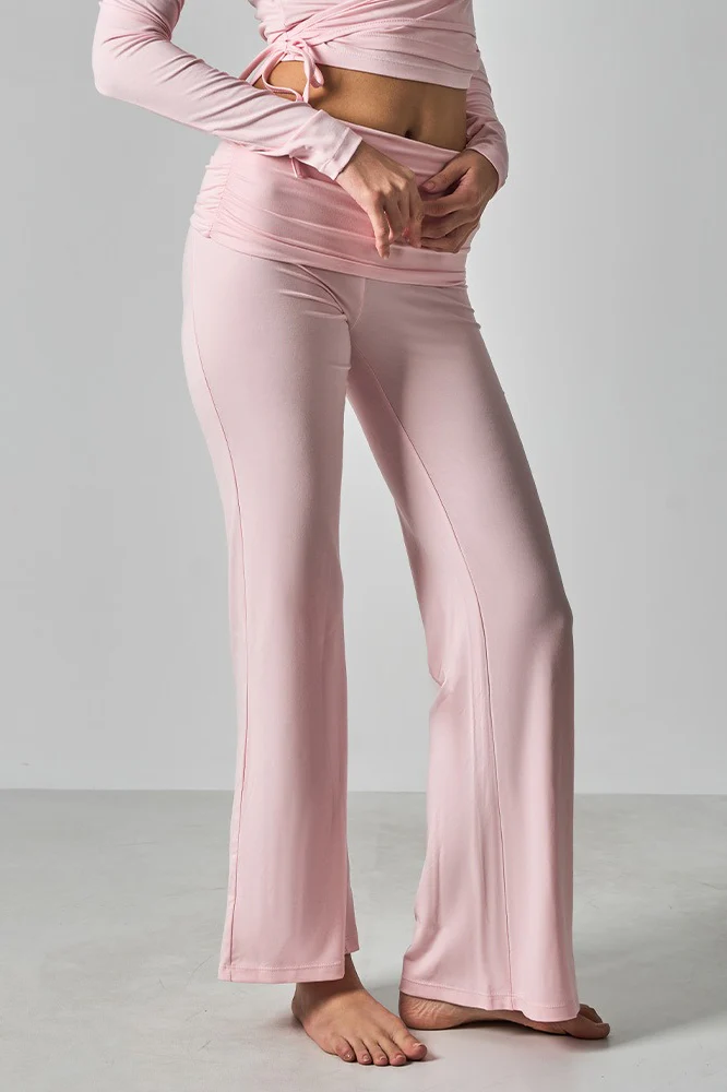 Solid Fitted Foldover Soft Pants - Image 7