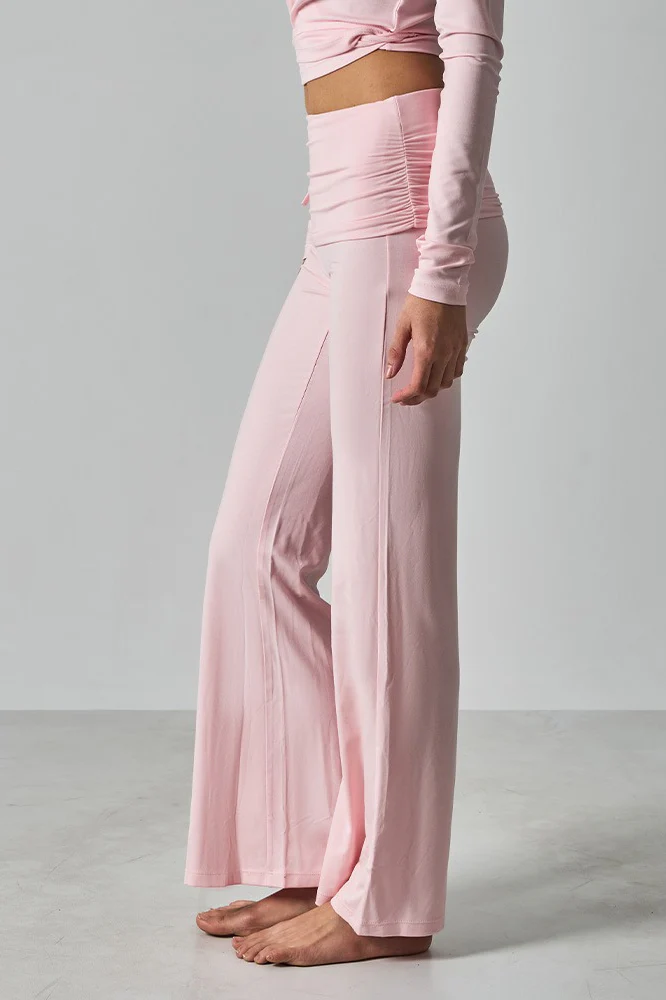 Solid Fitted Foldover Soft Pants - Image 8