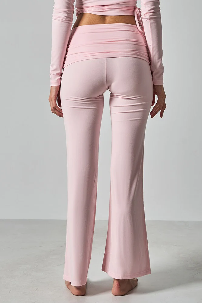 Solid Fitted Foldover Soft Pants - Image 9