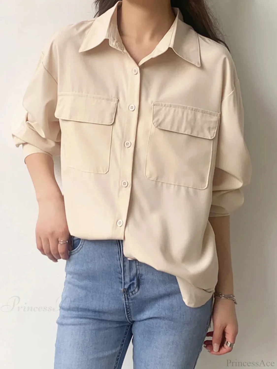 Solid Harajuku Lapel Blouse Casual Blouse - Image 3
